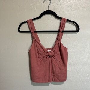 Abercrombie & Fitch Pink Tie Front Cropped Tank Top